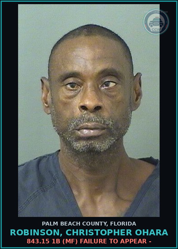 Booking mugshot of ROBINSON, CHRISTOPHER OHARA in Palm Beach County