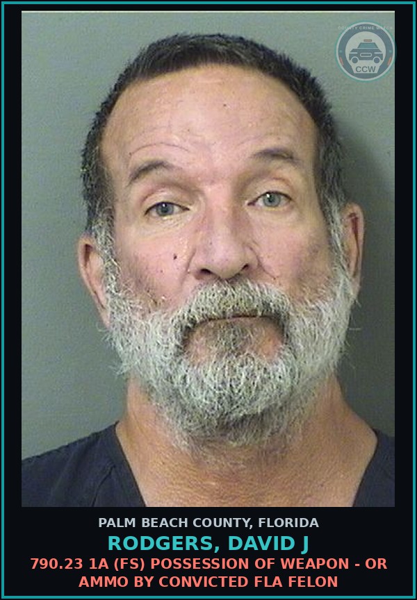 Booking mugshot of RODGERS, DAVID J in Palm Beach County