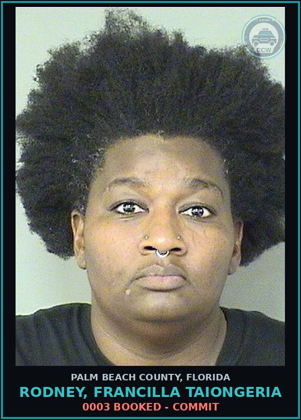 Booking mugshot of RODNEY, FRANCILLA TAIONGERIA in Palm Beach County