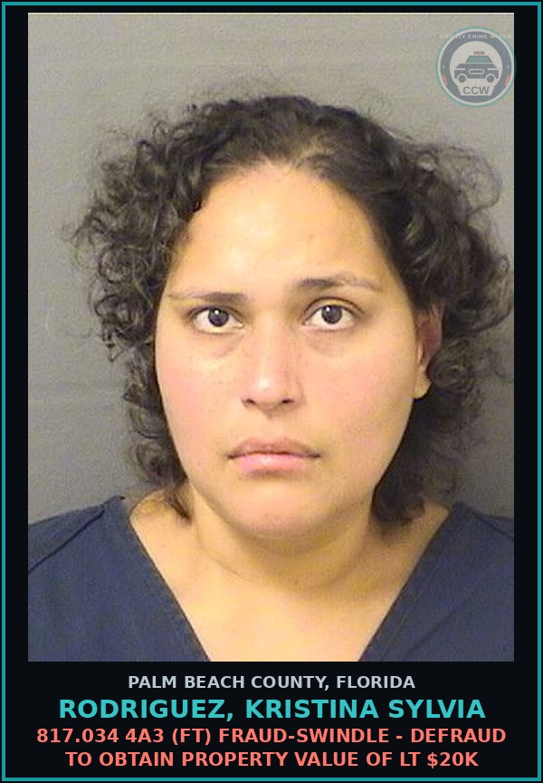 Booking mugshot of RODRIGUEZ, KRISTINA SYLVIA in Palm Beach County