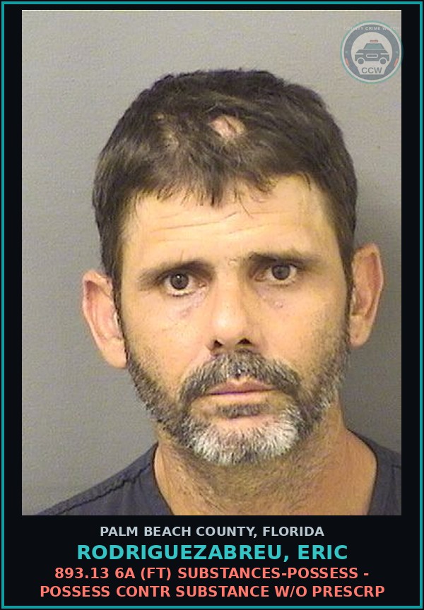 Booking mugshot of RODRIGUEZABREU, ERIC in Palm Beach County