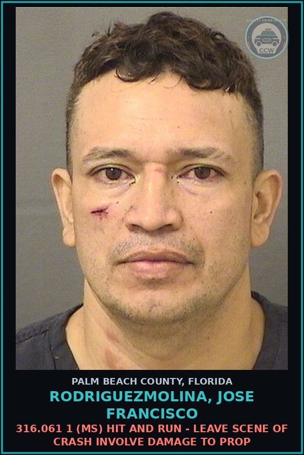 Booking mugshot of RODRIGUEZMOLINA, JOSE FRANCISCO in Palm Beach County