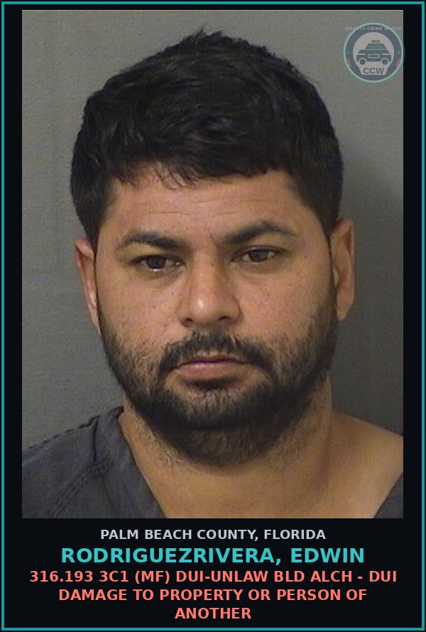 Booking mugshot of RODRIGUEZRIVERA, EDWIN in Palm Beach County