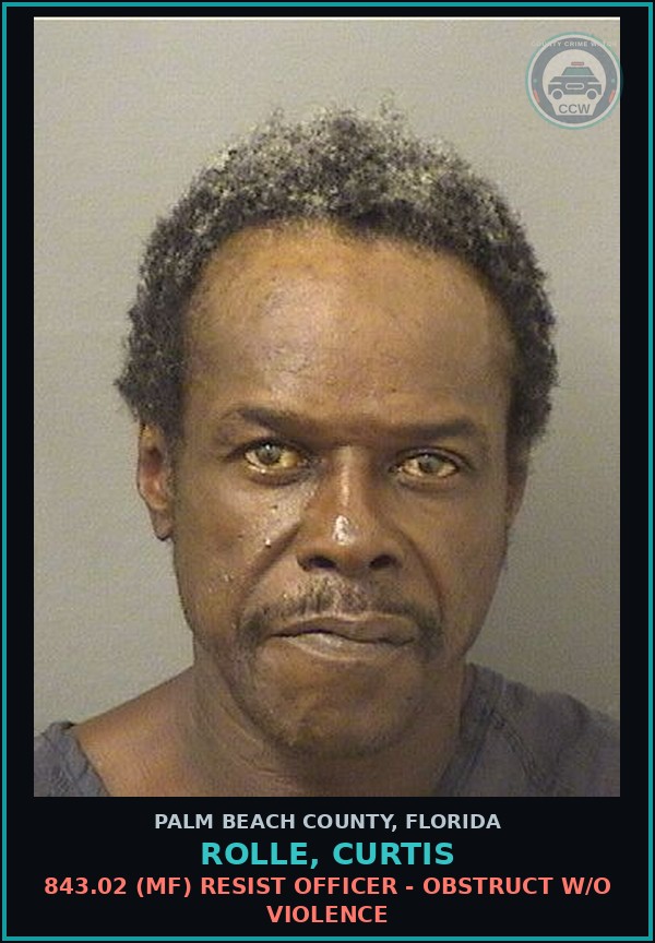 Booking mugshot of ROLLE, CURTIS in Palm Beach County