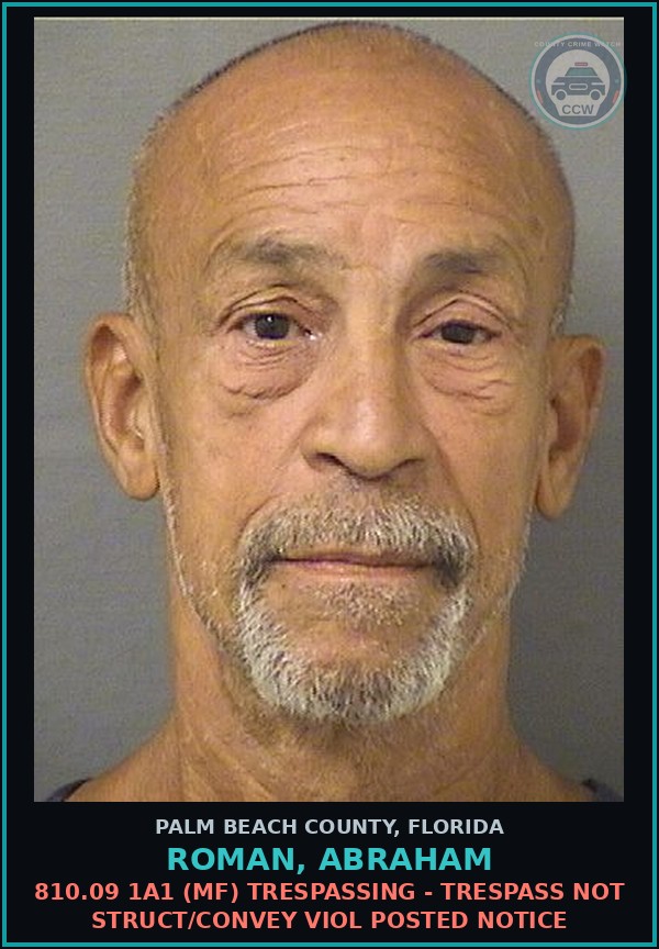 Booking mugshot of ROMAN, ABRAHAM in Palm Beach County