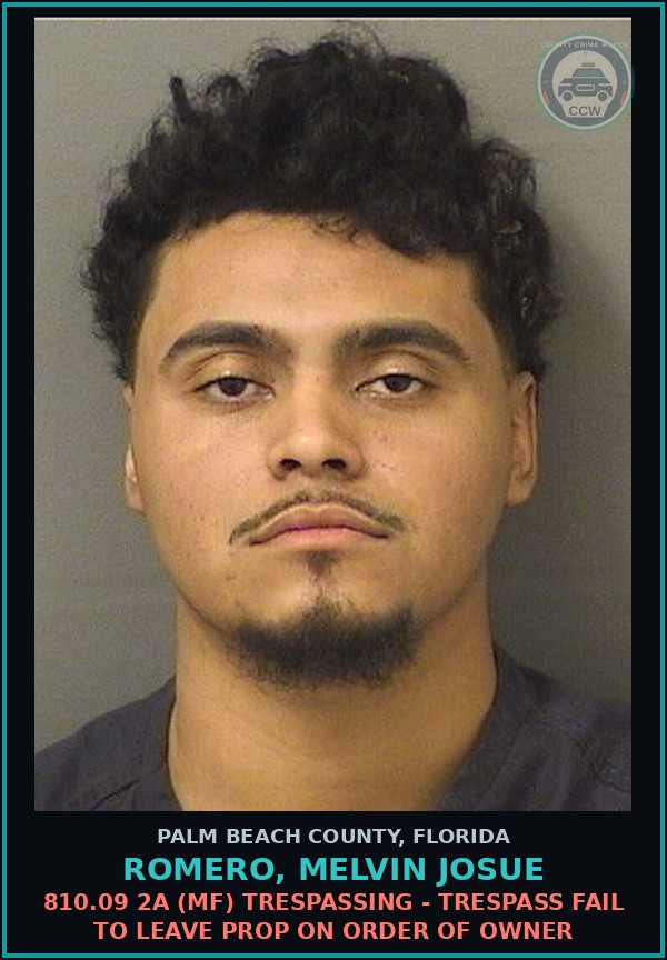 Booking mugshot of ROMERO, MELVIN JOSUE in Palm Beach County