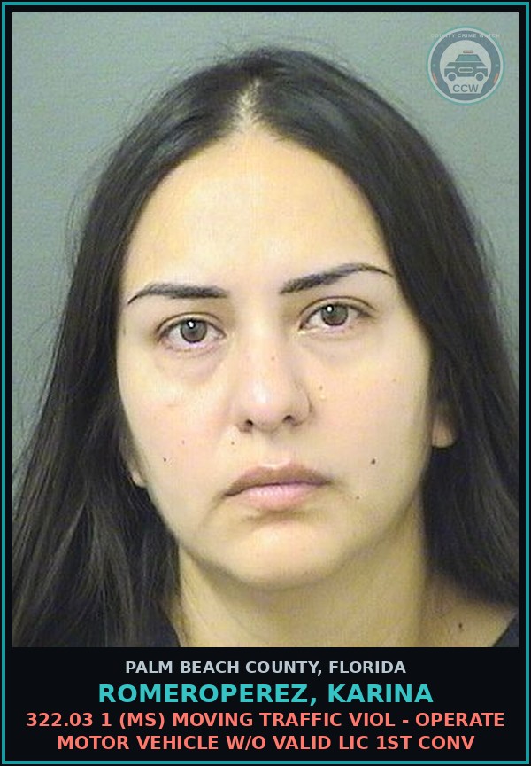 Booking mugshot of ROMEROPEREZ, KARINA in Palm Beach County