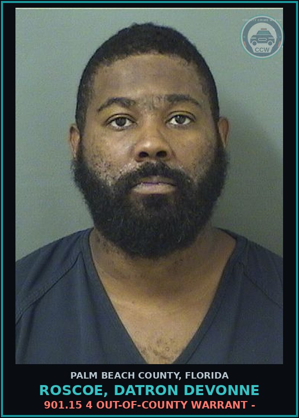 Booking mugshot of ROSCOE, DATRON DEVONNE in Palm Beach County