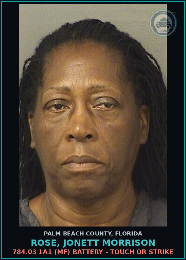 Booking mugshot of ROSE, JONETT MORRISON in Palm Beach County