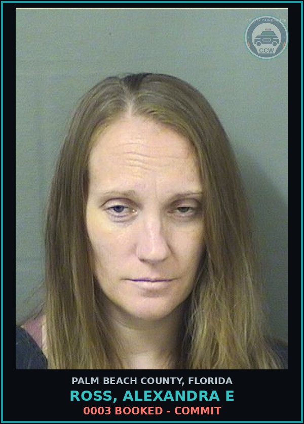 Booking mugshot of ROSS, ALEXANDRA E in Palm Beach County