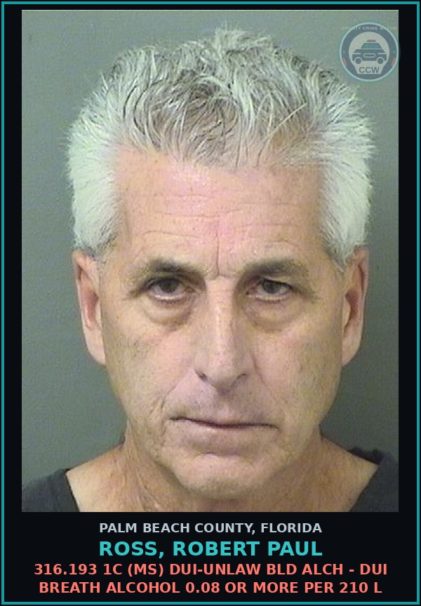 Booking mugshot of ROSS, ROBERT PAUL in Palm Beach County