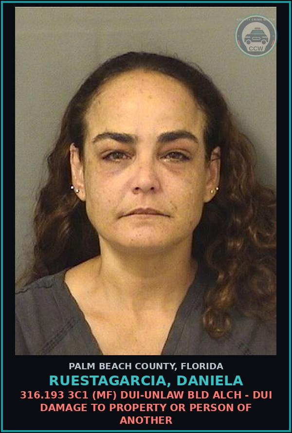 Booking mugshot of RUESTAGARCIA, DANIELA in Palm Beach County