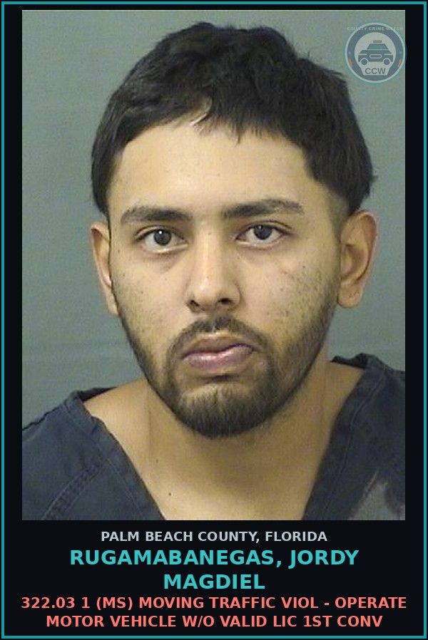 Booking mugshot of RUGAMABANEGAS, JORDY MAGDIEL in Palm Beach County