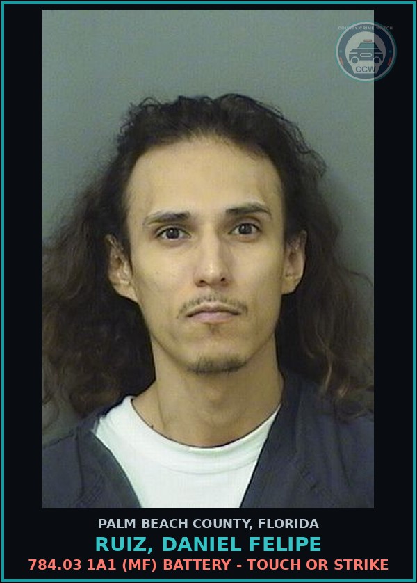 Booking mugshot of RUIZ, DANIEL FELIPE in Palm Beach County
