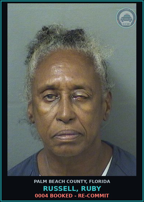 Booking mugshot of RUSSELL, RUBY in Palm Beach County