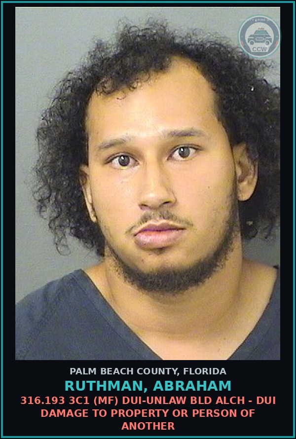Booking mugshot of RUTHMAN, ABRAHAM in Palm Beach County