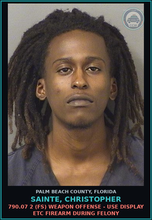 Booking mugshot of SAINTE, CHRISTOPHER in Palm Beach County