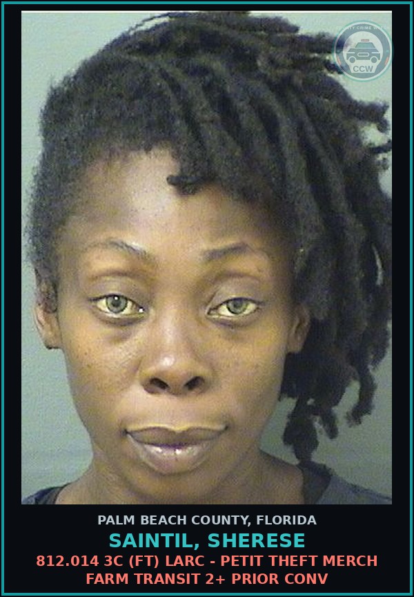 Booking mugshot of SAINTIL, SHERESE in Palm Beach County