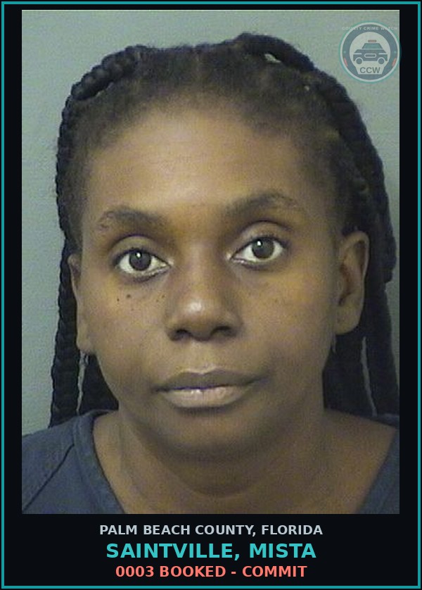 Booking mugshot of SAINTVILLE, MISTA in Palm Beach County
