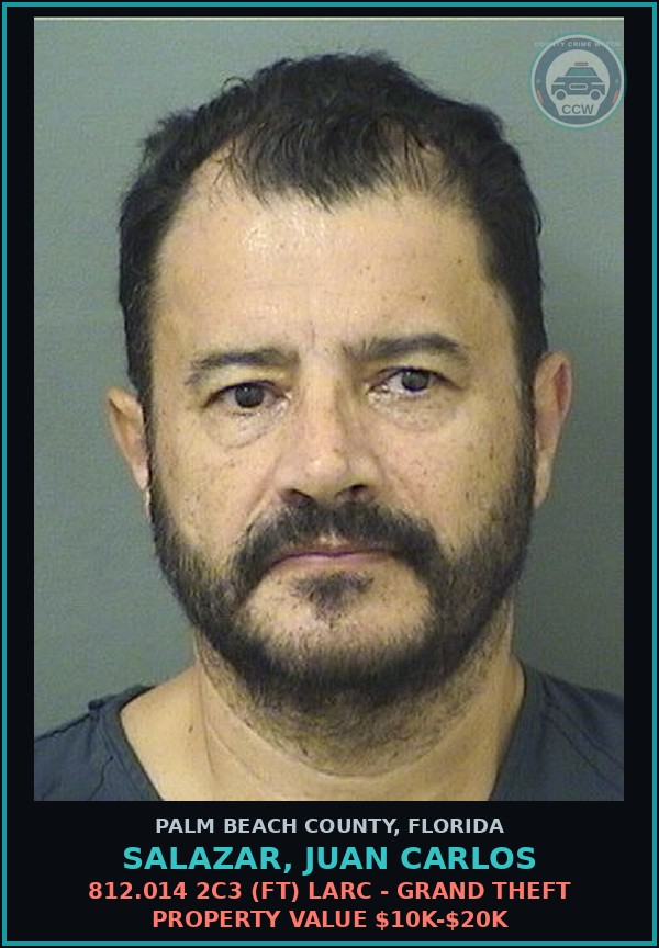 Booking mugshot of SALAZAR, JUAN CARLOS in Palm Beach County