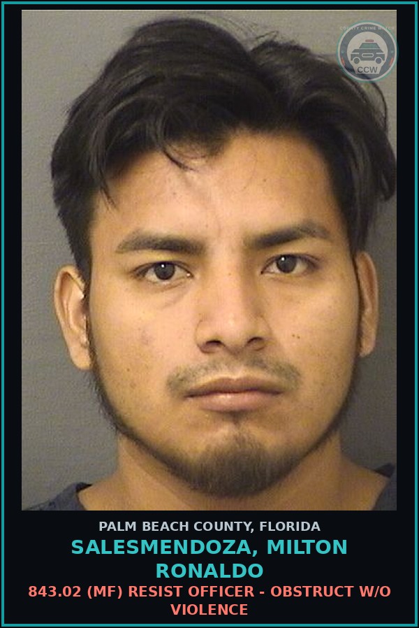 Booking mugshot of SALESMENDOZA, MILTON RONALDO in Palm Beach County