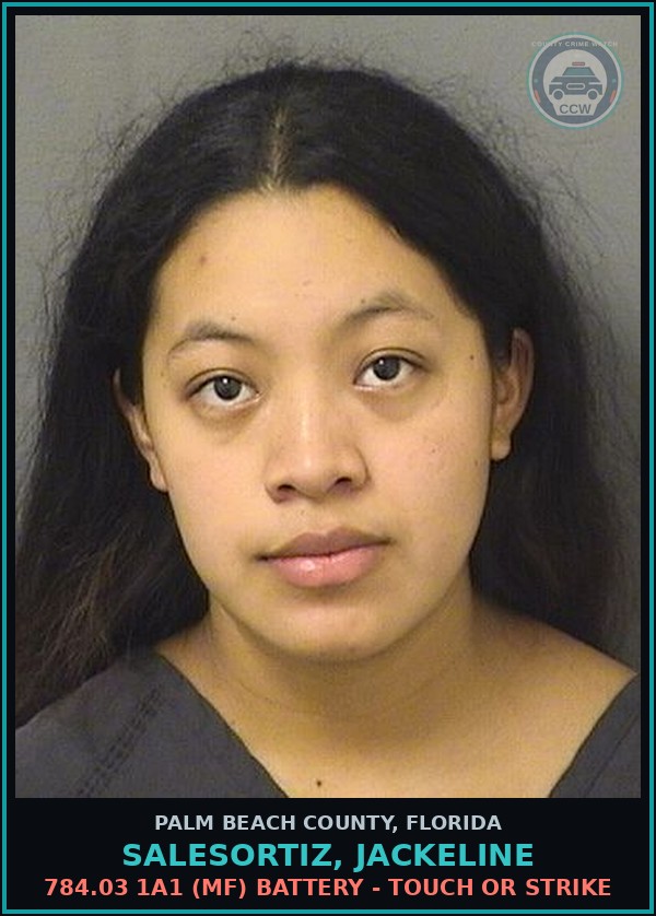 Booking mugshot of SALESORTIZ, JACKELINE in Palm Beach County