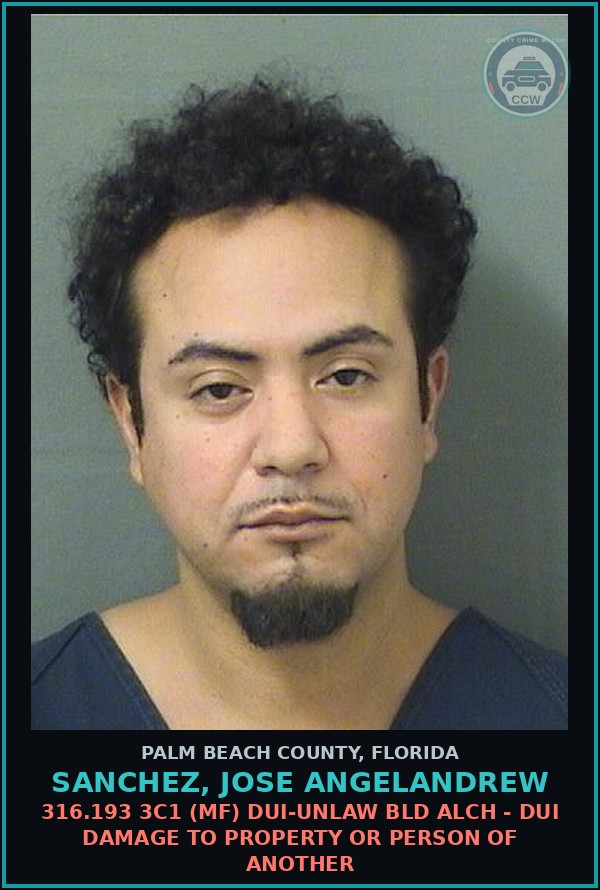 Booking mugshot of SANCHEZ, JOSE ANGELANDREW in Palm Beach County