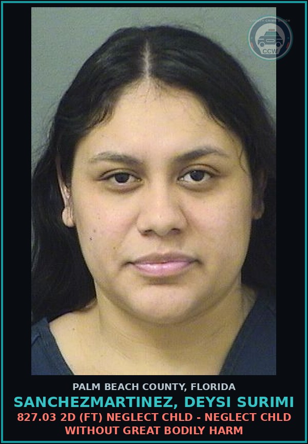 Booking mugshot of SANCHEZMARTINEZ, DEYSI SURIMI in Palm Beach County