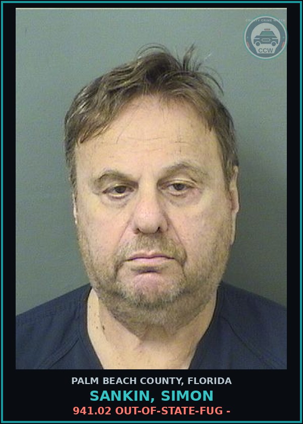 Booking mugshot of SANKIN, SIMON in Palm Beach County