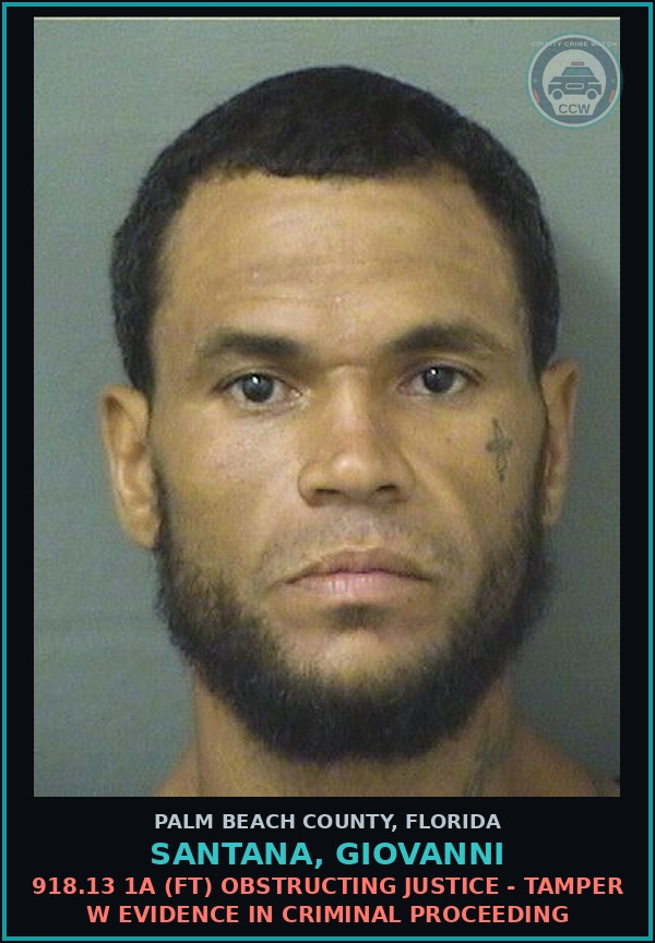Booking mugshot of SANTANA, GIOVANNI in Palm Beach County