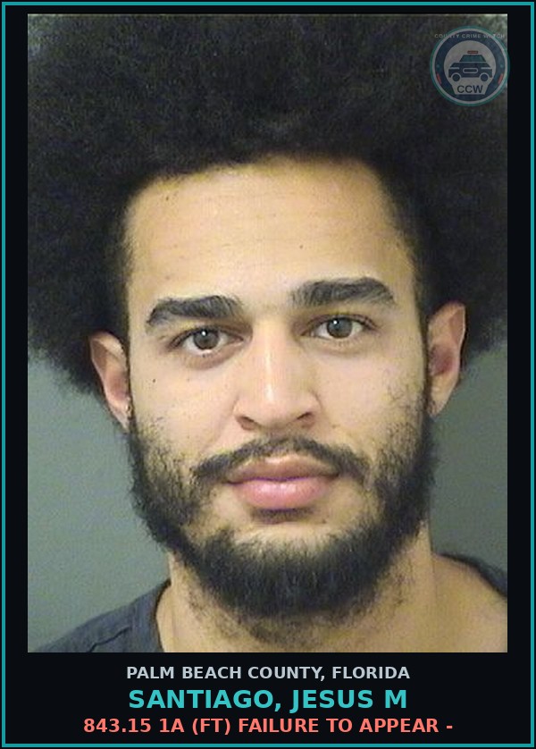 Booking mugshot of SANTIAGO, JESUS M in Palm Beach County