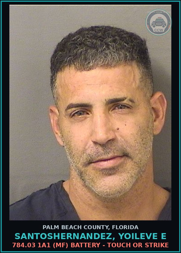 Booking mugshot of SANTOSHERNANDEZ, YOILEVE E in Palm Beach County