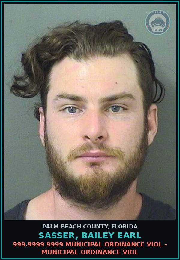 Booking mugshot of SASSER, BAILEY EARL in Palm Beach County