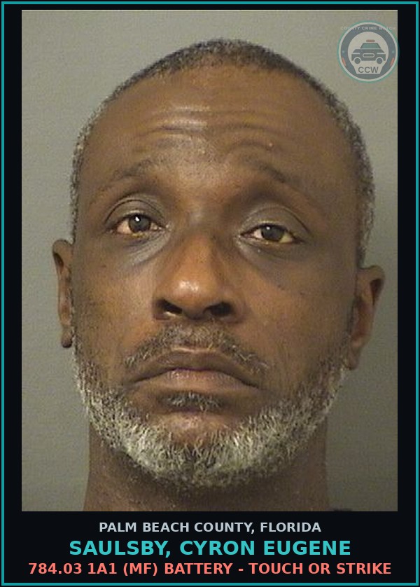 Booking mugshot of SAULSBY, CYRON EUGENE in Palm Beach County