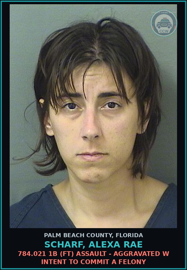 Booking mugshot of SCHARF, ALEXA RAE in Palm Beach County