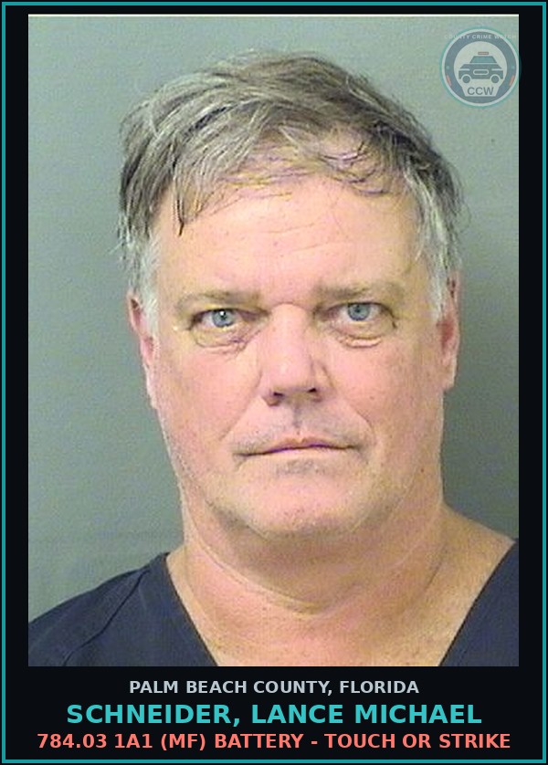 Booking mugshot of SCHNEIDER, LANCE MICHAEL in Palm Beach County