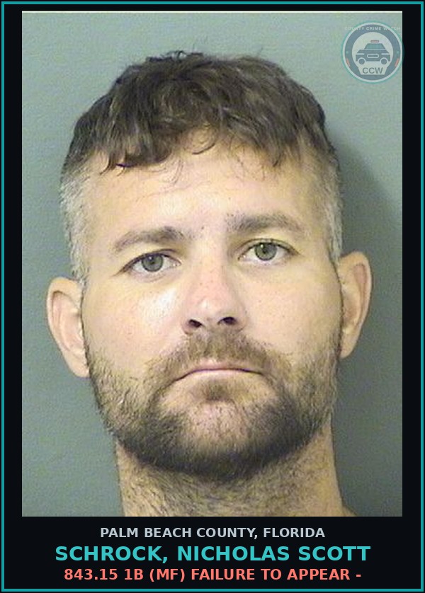 Booking mugshot of SCHROCK, NICHOLAS SCOTT in Palm Beach County