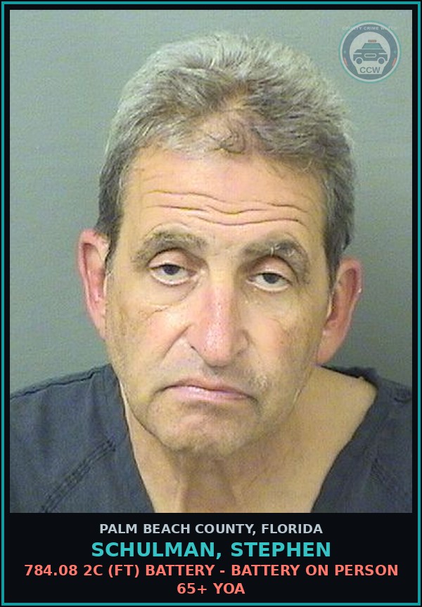 Booking mugshot of SCHULMAN, STEPHEN in Palm Beach County