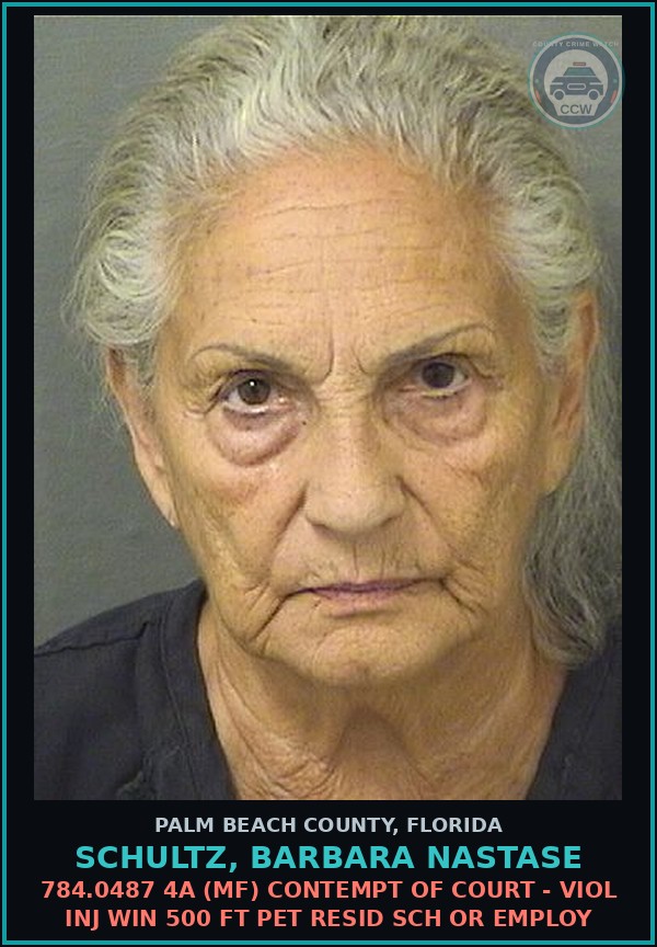 Booking mugshot of SCHULTZ, BARBARA NASTASE in Palm Beach County