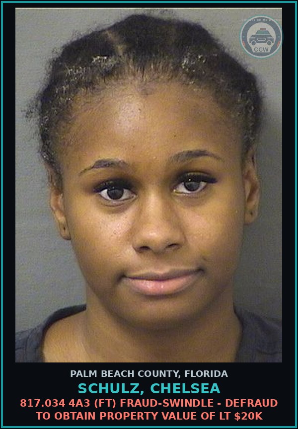 Booking mugshot of SCHULZ, CHELSEA in Palm Beach County