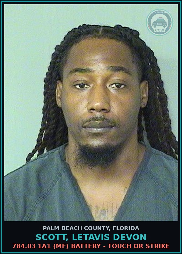 Booking mugshot of SCOTT, LETAVIS DEVON in Palm Beach County