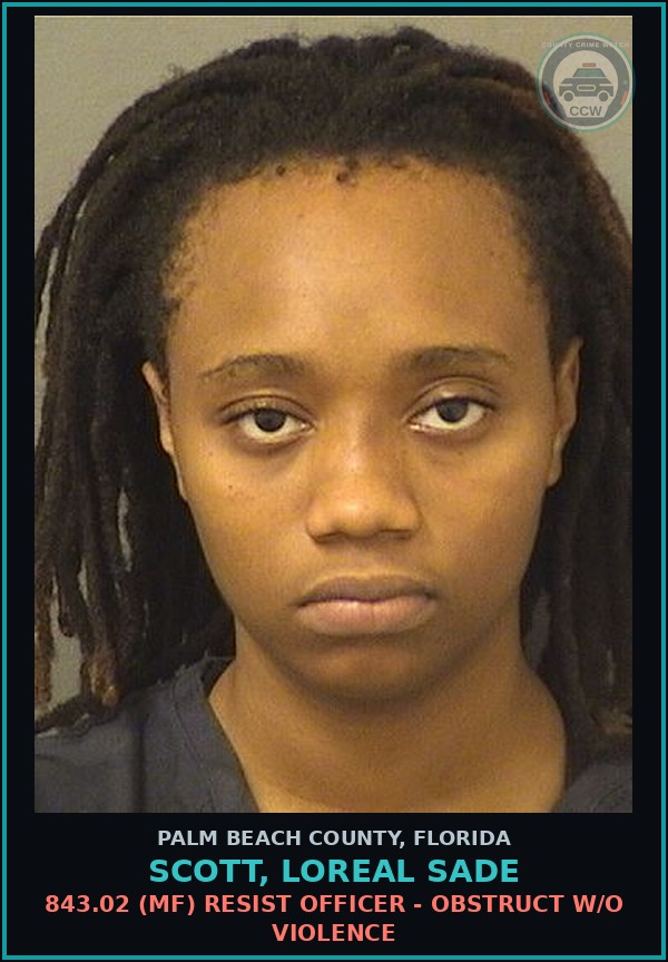 Booking mugshot of SCOTT, LOREAL SADE in Palm Beach County