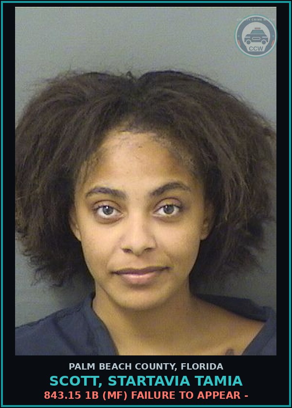 Booking mugshot of SCOTT, STARTAVIA TAMIA in Palm Beach County