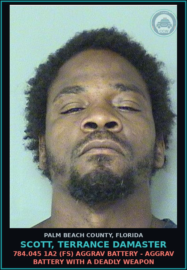 Booking mugshot of SCOTT, TERRANCE DAMASTER in Palm Beach County