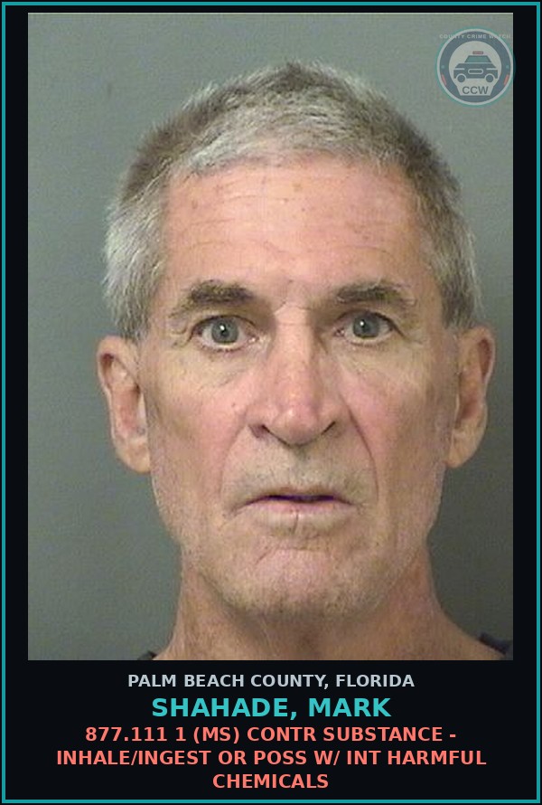 Booking mugshot of SHAHADE, MARK in Palm Beach County