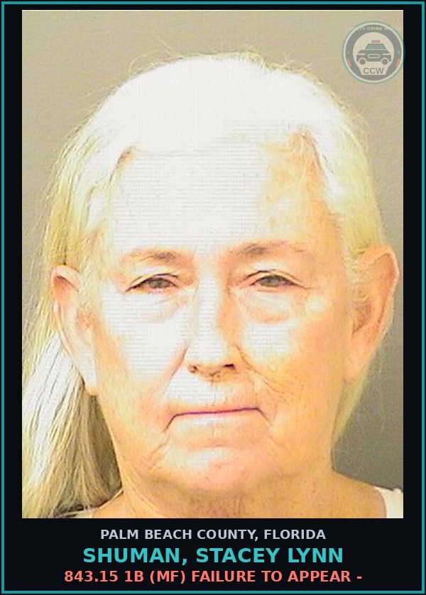 Booking mugshot of SHUMAN, STACEY LYNN in Palm Beach County