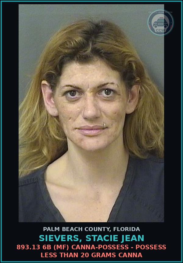 Booking mugshot of SIEVERS, STACIE JEAN in Palm Beach County