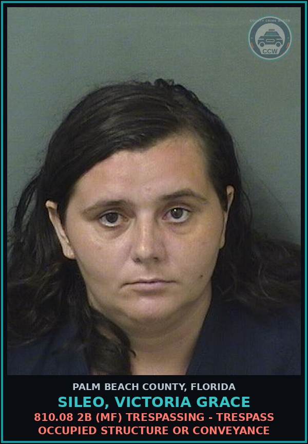 Booking mugshot of SILEO, VICTORIA GRACE in Palm Beach County