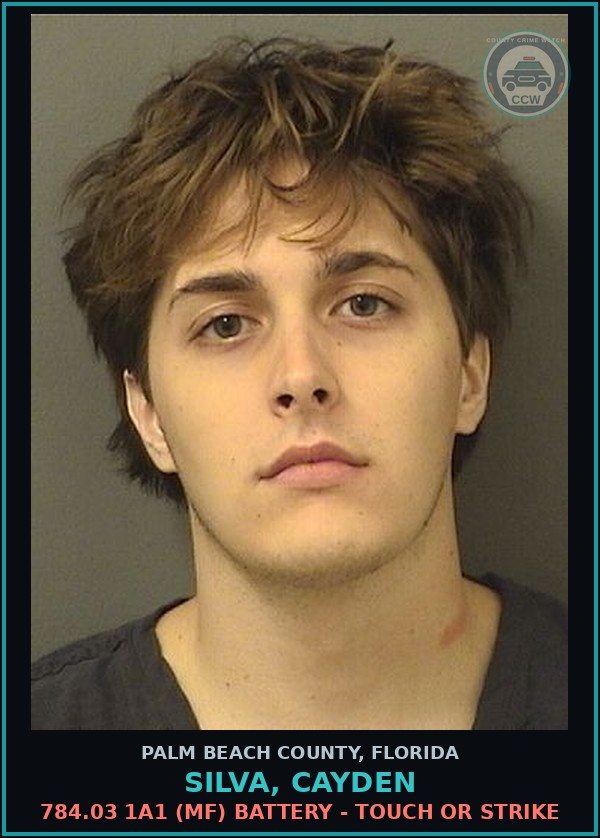 Booking mugshot of SILVA, CAYDEN in Palm Beach County