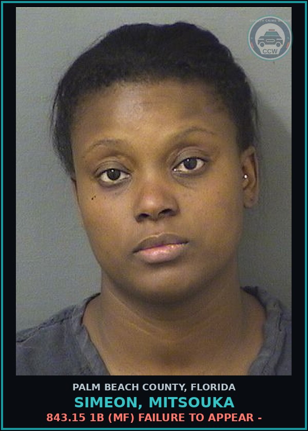 Booking mugshot of SIMEON, MITSOUKA in Palm Beach County